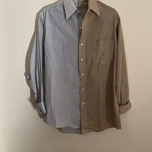 Two-Tone Striped and Solid Button Down